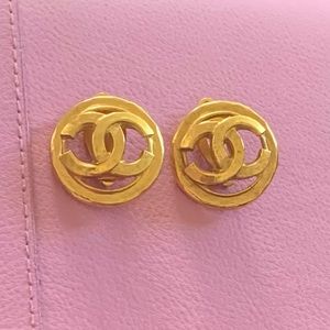 Rare Vintage Chanel CC Logo Clip on Earrings